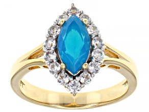 Marquise Paraiba Blue Opal 18k Yellow Gold Over Sterling Silver Ring 1.08ctw