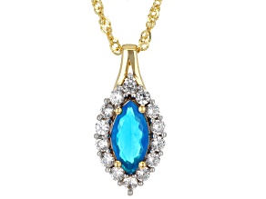 Paraiba Blue Opal 18k Yellow Gold Over Sterling Silver Pendant With Chain 1.08ctw