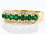 Green Lab Created Emerald 18k Yellow Gold Over Sterling Silver Band Ring 0.88ctw