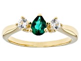 Green Lab Created Emerald 18k Yellow Gold Over Sterling Silver Ring 0.54ctw