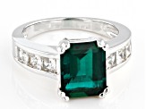 Green Lab Created Emerald Rhodium Over Sterling Silver Ring 3.32ctw