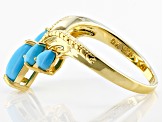 Blue Pear Sleeping Beauty Turquoise 18k Yellow Gold Over Sterling Silver Ring 8x6mm