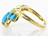 Blue Pear Sleeping Beauty Turquoise 18k Yellow Gold Over Sterling Silver Ring 8x6mm