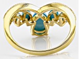Blue Pear Sleeping Beauty Turquoise 18k Yellow Gold Over Sterling Silver Ring 8x6mm