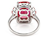 Orange Lab Created Padparadscha Sapphire Rhodium Over Sterling Silver Ring 8.15ctw