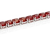 Lab Created Padparadscha Sapphire Rhodium Over Sterling Silver Bracelet 60.78ctw
