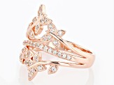 White Zircon 18k Rose Gold Over Sterling Silver Ring 0.52ctw