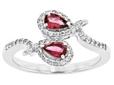 Pink Tourmaline Rhodium Over Sterling Silver Ring 0.60ctw