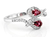 Pink Tourmaline Rhodium Over Sterling Silver Ring 0.60ctw