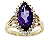 Purple Amethyst 18K Yellow Gold Over Sterling Silver Ring 3.78ctw