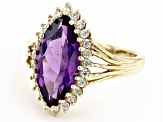 Purple Amethyst 18K Yellow Gold Over Sterling Silver Ring 3.78ctw