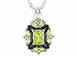Green Manchurian Peridot™ Rhodium Over Sterling Silver Pendant With Chain 1.78ctw
