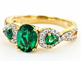 Green Lab Created Emerald 18K Yellow Gold Over Sterling Silver Ring 1.61ctw