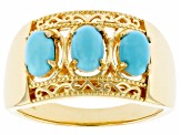 Blue Sleeping Beauty Turquoise 18k Yellow Gold Over Sterling Silver Ring