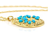 Blue Sleeping Beauty Turquoise 18k Yellow Gold Over  Silver Tree of Life Pendant With Chain