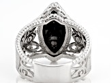 Black Spinel Rhodium Over Sterling Silver Solitaire Ring 5.00ct