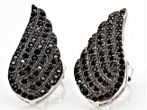 Black Spinel Rhodium Over Sterling Silver Angel Wing Earrings 0.87ctw