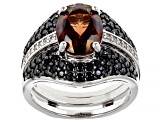 Red Labradorite Rhodium Over Sterling Silver Ring 3.15ctw