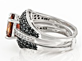 Red Labradorite Rhodium Over Sterling Silver Ring 3.15ctw