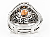 Red Labradorite Rhodium Over Sterling Silver Ring 3.15ctw
