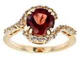 Red Labradorite 18K Yellow Gold Over Sterling Silver Bypass Ring 2.09ctw