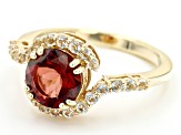 Red Labradorite 18K Yellow Gold Over Sterling Silver Bypass Ring 2.09ctw