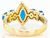 Paraiba Blue Opal 18k Yellow Gold Over Sterling Silver Ring 0.90ctw