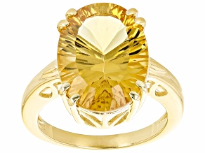 Yellow Citrine 18K Yellow Gold Over Sterling Silver Solitaire Ring 6.80ct