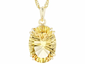 Yellow Citrine 18K Yellow Gold Over Sterling Silver Solitaire Pendant  With Chain 6.80ct