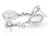 Rainbow Moonstone Rhodium Over Sterling Silver Dangle Earrings