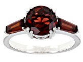 Red Garnet Rhodium over Sterling Silver Solitaire Ring 3.02ctw