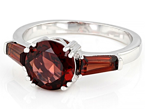 Red Garnet Rhodium over Sterling Silver Solitaire Ring 3.02ctw