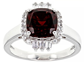Red Garnet Rhodium Over Sterling Silver Solitaire Ring 3.20ctw