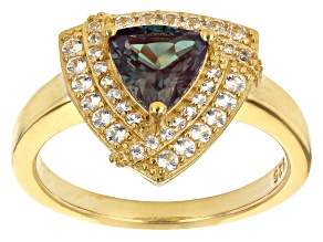 Blue Lab Created Alexandrite 18k Yellow Gold Over Sterling Silver Ring 1.71ctw