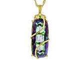 Multi-Color Quartz 18k Yellow Gold Over Silver Pendant Chain 17.05ctw