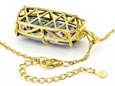 Multi-Color Quartz 18k Yellow Gold Over Silver Pendant Chain 17.05ctw