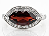 Red Vermelho Garnet(TM) Rhodium Over Sterling Silver Lips Ring 2.76ctw