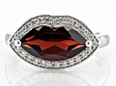 Red Garnet Rhodium Over Sterling Silver Lips Ring 2.76ctw