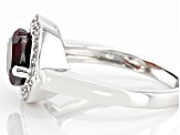 Red Garnet Rhodium Over Sterling Silver Lips Ring 2.76ctw