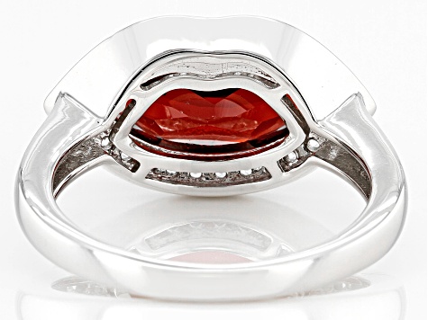 Red Vermelho Garnet(TM) Rhodium Over Sterling Silver Lips Ring 2.76ctw