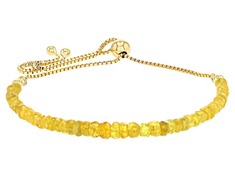 Yellow Sapphire 18k Yellow Gold Over Silver Beaded Bolo Bracelet 3.5-4.5mm
