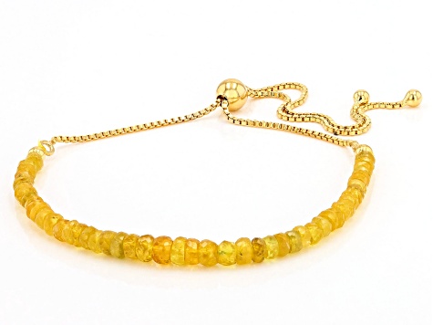 Yellow Sapphire 18k Yellow Gold Over Silver Beaded Bolo Bracelet 3.5-4.5mm