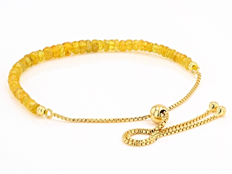 Yellow Sapphire 18k Yellow Gold Over Silver Beaded Bolo Bracelet 3.5-4.5mm