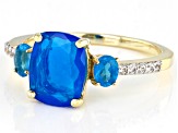 Paraiba Blue Ethiopian Opal 18k Yellow Gold Over Sterling Silver Ring 1.29ctw