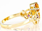 Multi Gem 18k Yellow Gold Over Sterling Silver Honey Bee Ring