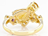 Multi Gem 18k Yellow Gold Over Sterling Silver Honey Bee Ring