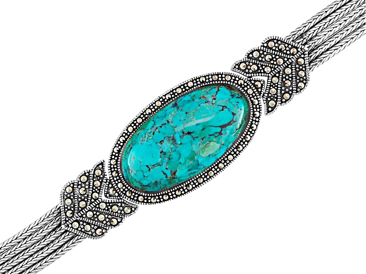 Blue Turquoise Sterling Silver Bracelet