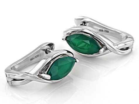 Green Onyx Rhodium Over Sterling Silver Earrings 1.43ctw