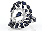 Blue sapphire rhodium over sterling silver ring 4.48ctw