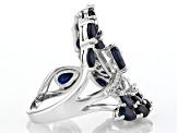 Blue sapphire rhodium over sterling silver ring 4.48ctw